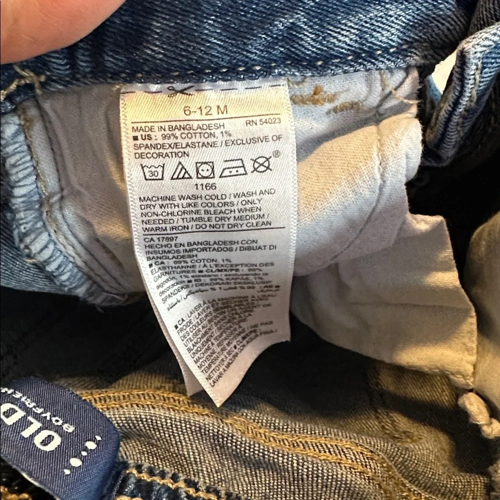 Old Navy Baby Blue Jeans with White Floral Detail Size 6-12 Months